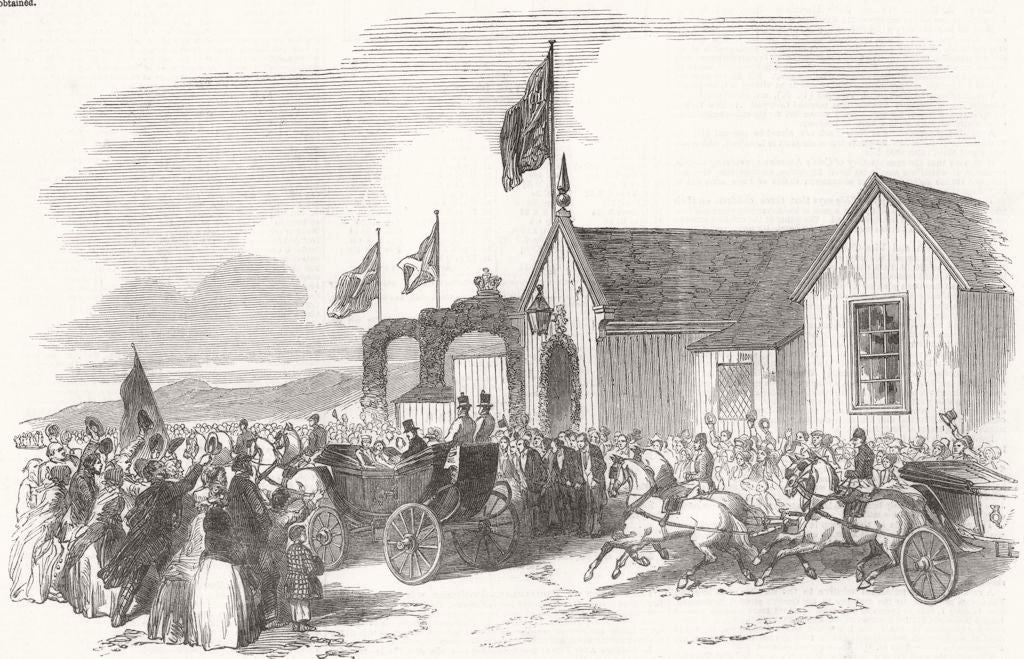 SCOTLAND. Arrival of Her Majesty at Stonehaven 1851 old antique print picture